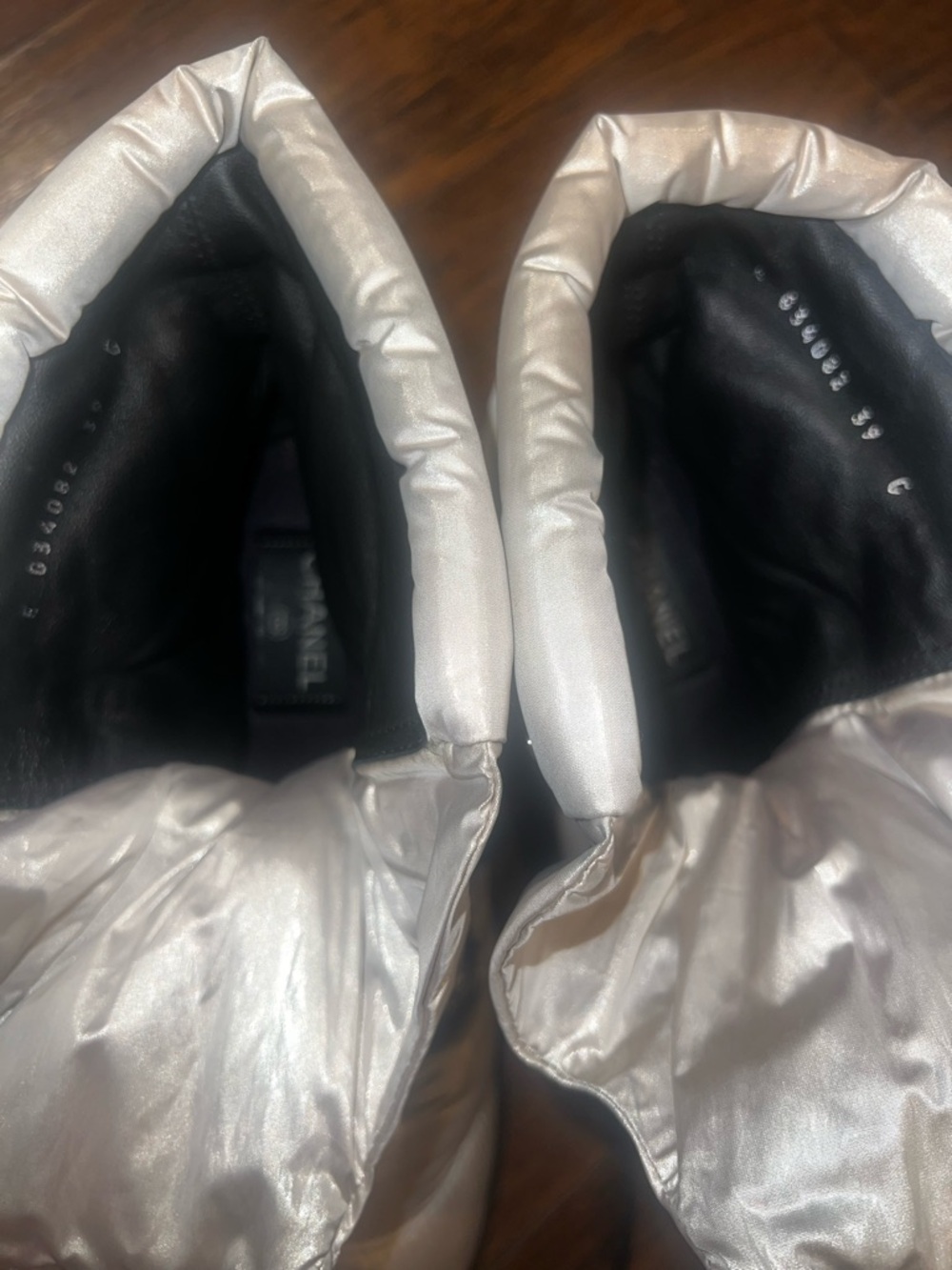 CHANEL Black and White Quilted Puffer Boot - Picture 2 of 8